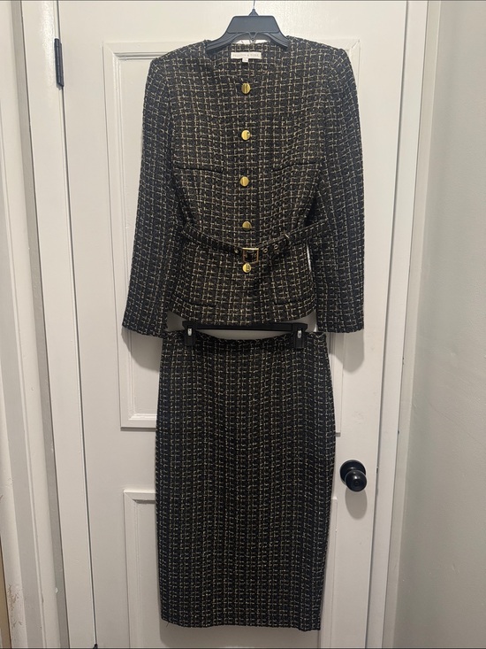 Preston & York Dresses & Skirts - Preston & York Black and Gold Tweed Skirt Suit Set